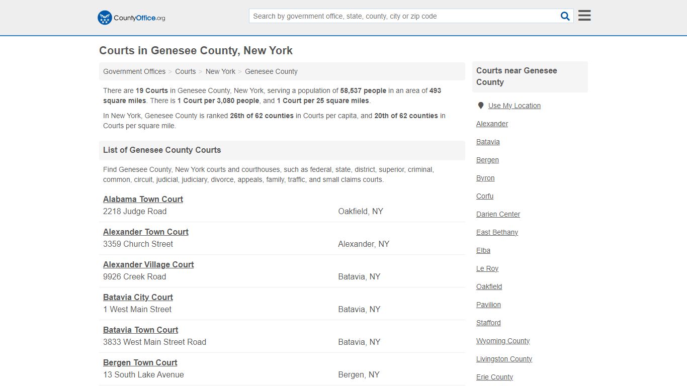 Courts - Genesee County, NY (Court Records & Calendars)